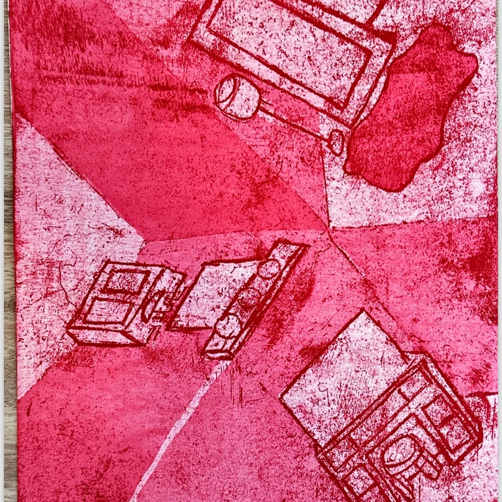Abstract Red Geometric Art Print